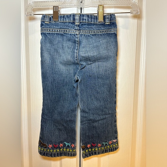 GAP - Girls Baby Kids Toddler Casual Denim Jeans with Animal&Floral Embroidery - Picture 5 of 5
